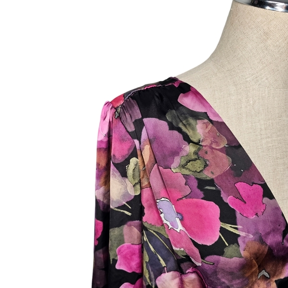 Rinascimento Floral Long Sleeve Mini Dress Statement Sleeves Size XL - Picture 9 of 16